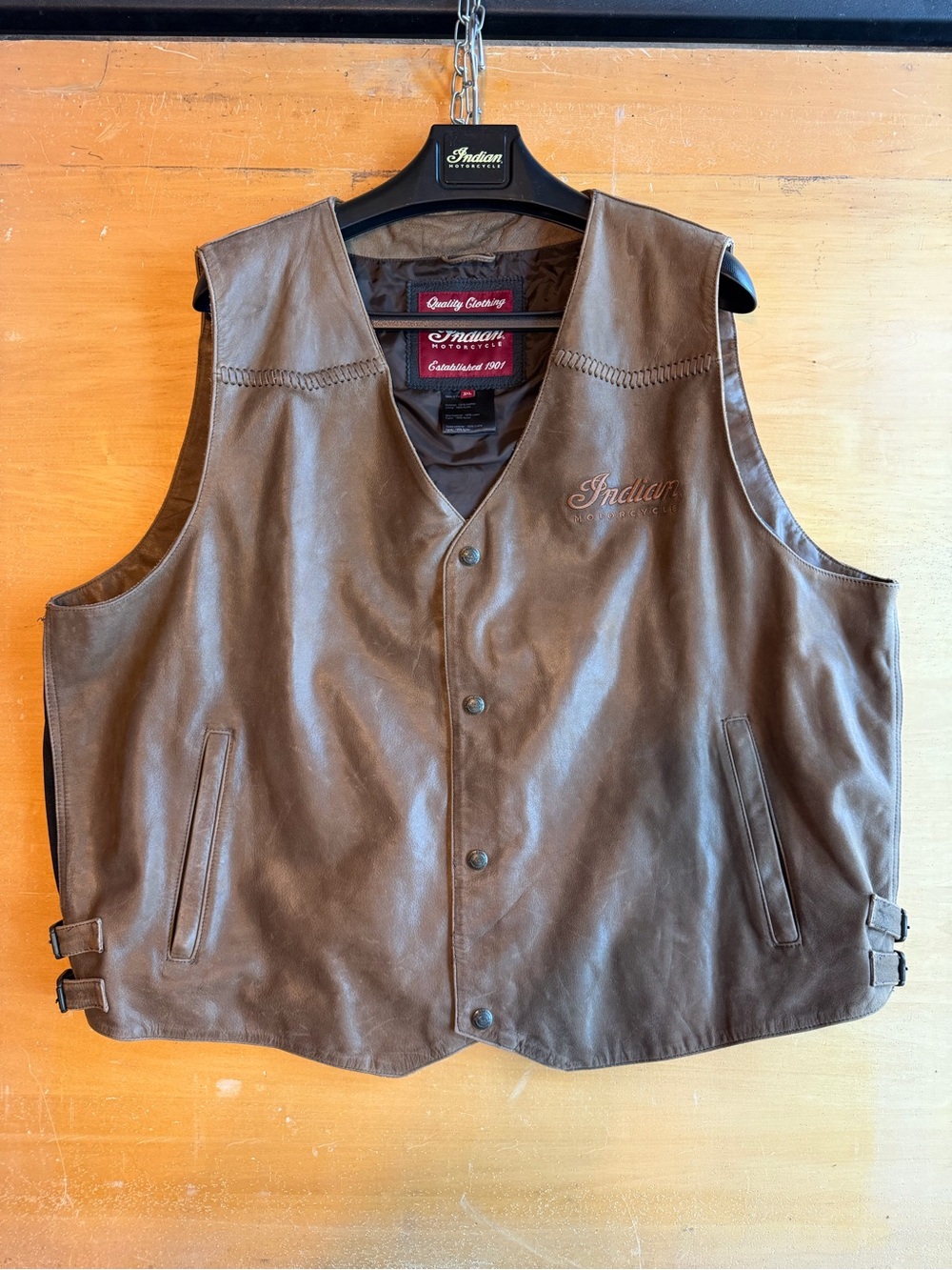 Indian Motorcycle Men's Brown Leather Riding Vest